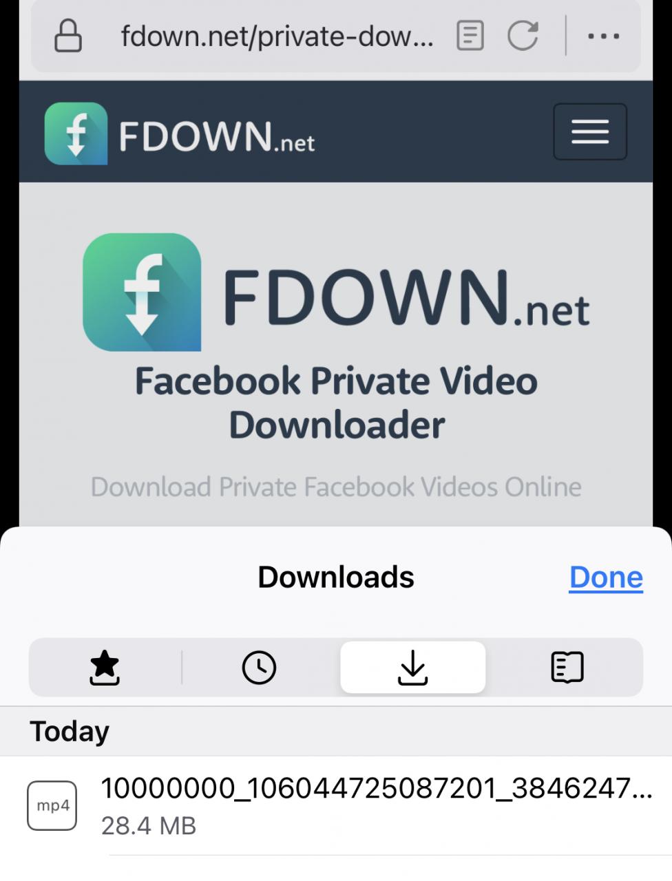 Fdown.net on Mobile Firefox