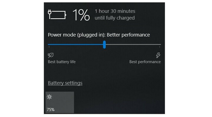 Windows 10 Battery Performance Slider
