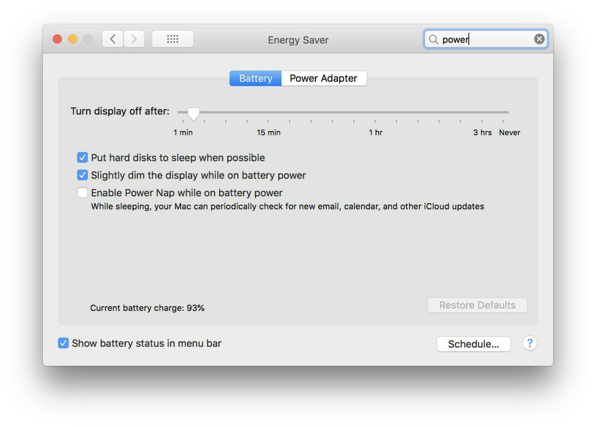 Battery Settings on macOS