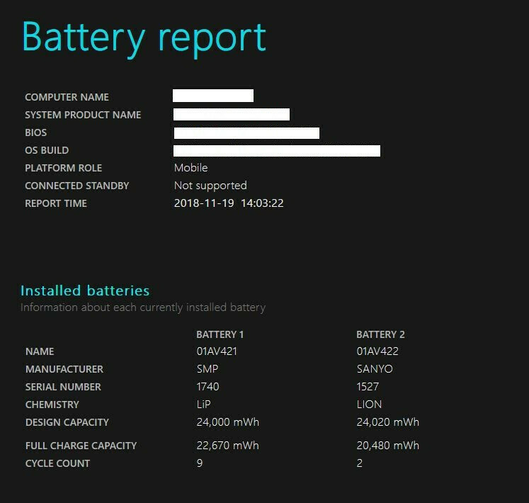 Windows battery report
