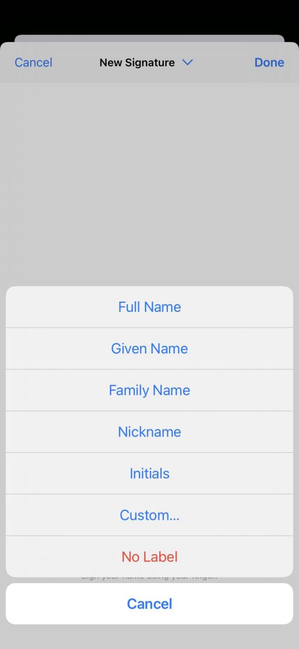 You can label your saved signature.