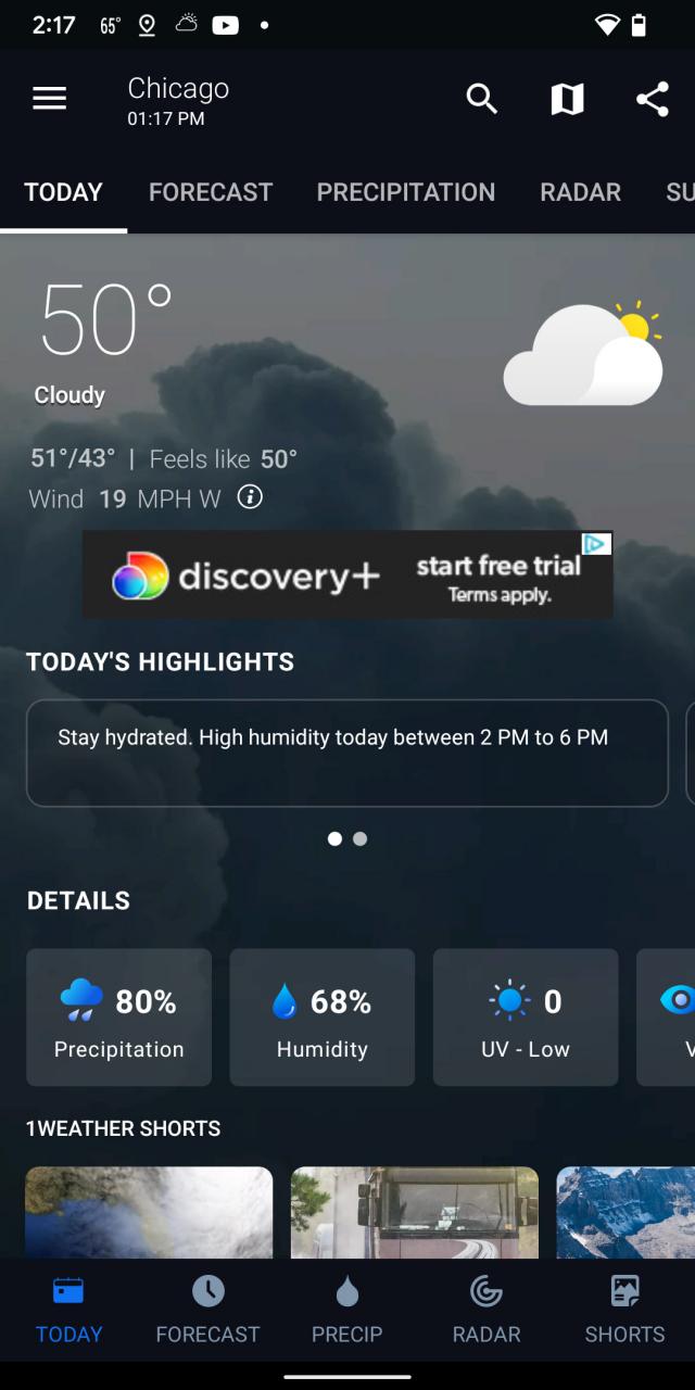 1Weather offers a good amount of info.
