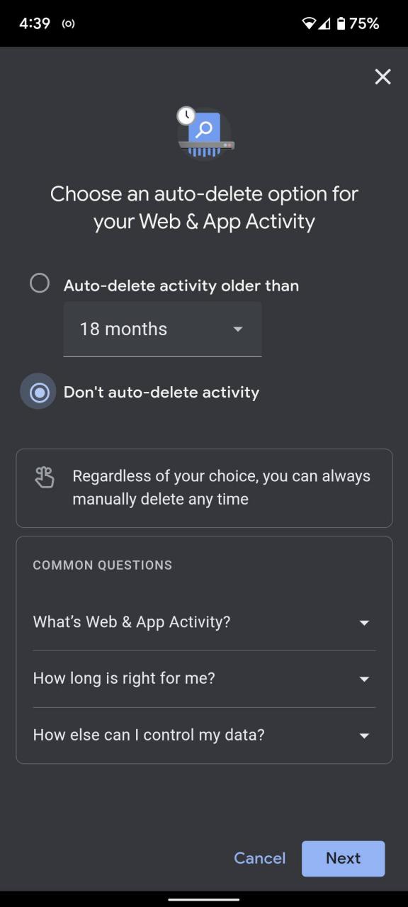 You can select an auto-delete option on your mobile device.