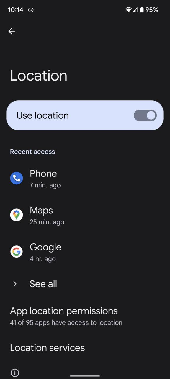 On your Location page, select “Location services” to see additional options.